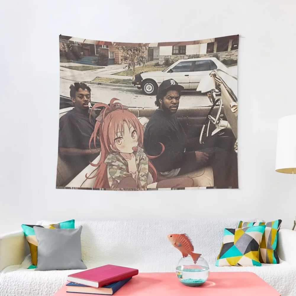 

Waifuz n the Hood feat Kyoko Sakura Tapestry Art Mural Cute Decor Room Decor Cute Tapestry