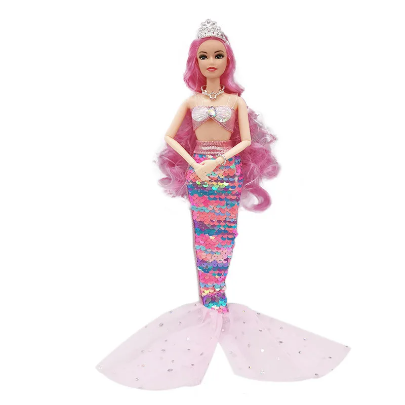 11 Inch Mermaid Doll Full Set Multi Joints Movable 30cm Height Doll with Sequin Skirt Suit Girls Dress Up Toys 5