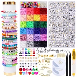 Rainbow Clay Beads Bracelet Crafting Kit - 48 Colors Letter Bead DIY Jewelry Set (Kit 6 - 6000pcs)