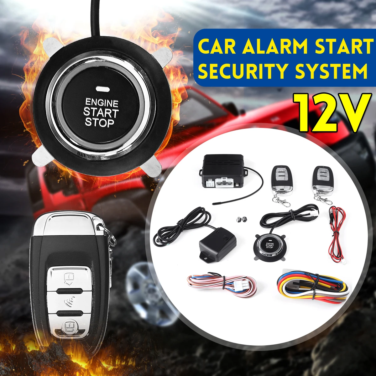 12V Car Alarm Security Protection Remote Control Engine Ignition AutoStart Kit Universal Keyless Entry Start Stop System