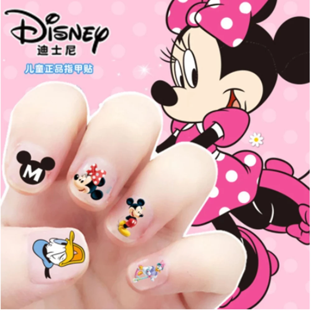 Disney Cartoon Frozen Princess Pooh Bear Snow White Makeup Nail Stickers Minnie Mickey Mermaid Stitch Stickers Toy For Kids DIY 3
