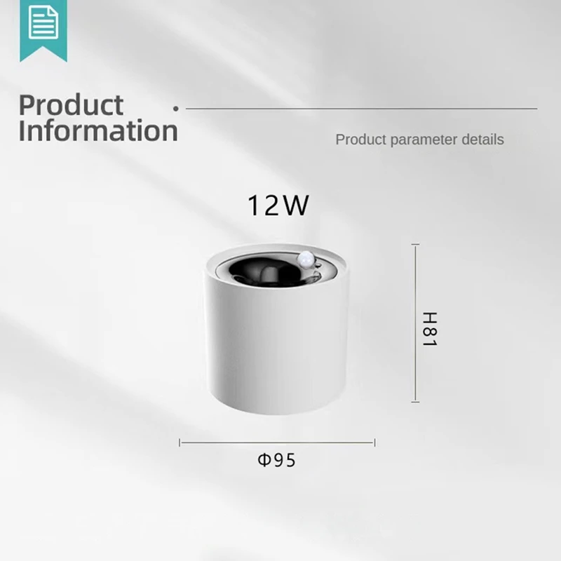 Foco de inducción de cuerpo humano, lámpara con Sensor de techo, superficie de habitación instalada, 12W, COB, iluminación descendente