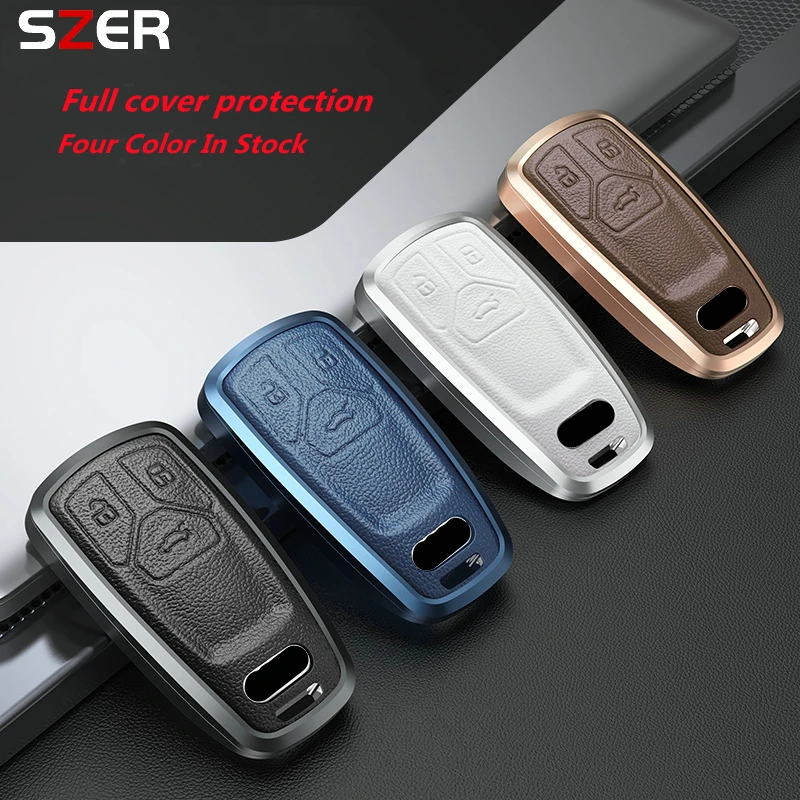 Premium Metal and Leather Car Remote Key Case Cover - Stylish Protection