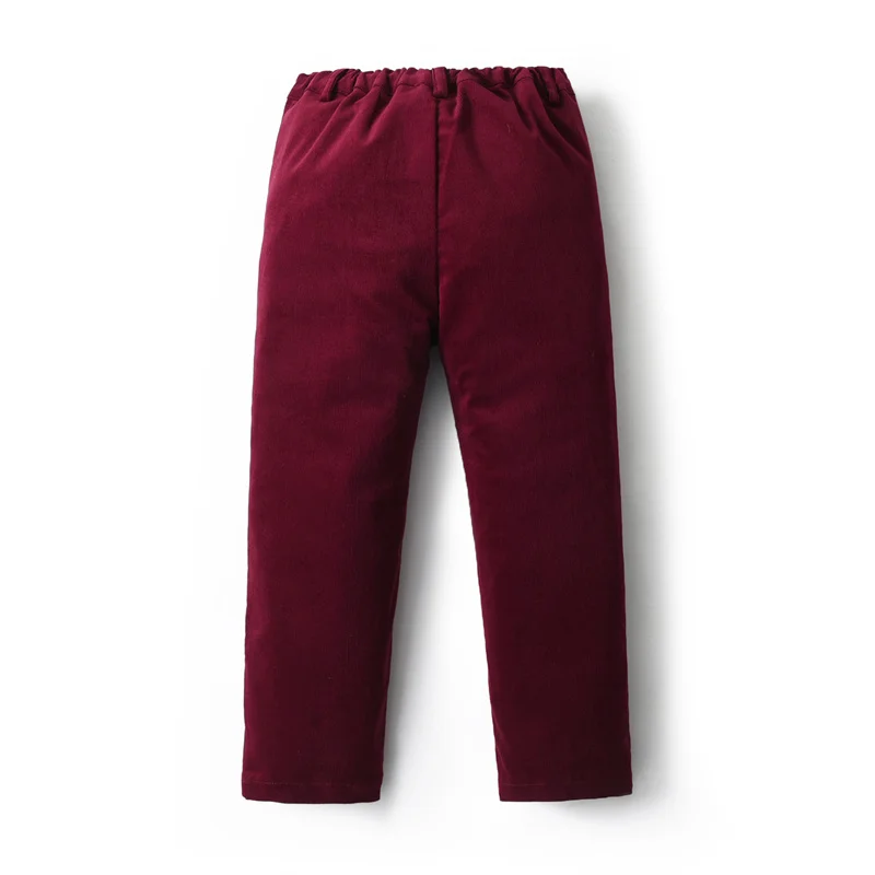 Clibeso Baby Boy Autumn Pant Kids Vintage Wine Red Pants Children Casual Outdoor Clothing Bottom