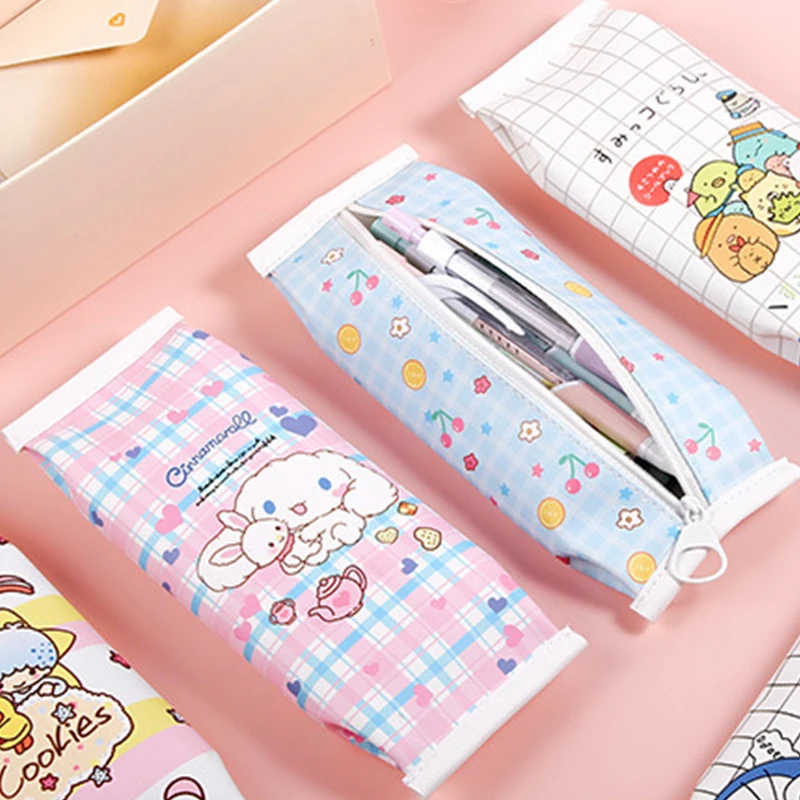 

Kawaii Sanrio Pen Bag Pu Stationery Bag Kuromi Cinnamoroll Creative Cartoon Snack Pencil Bag Student Cute Storage Zipper Bag