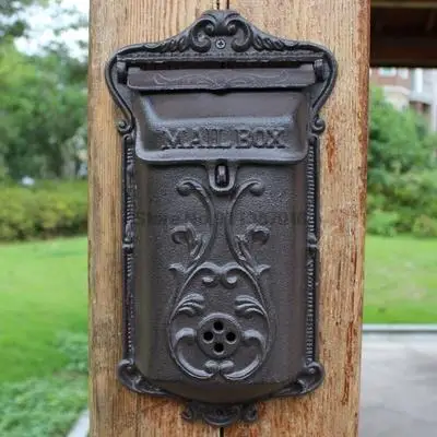 

Retro Style Waterproof Newspaper Letter Mailbox Postbox Post Cse Box Cast Iron Vintage Pastoral Home Wall Mounted Mailbox