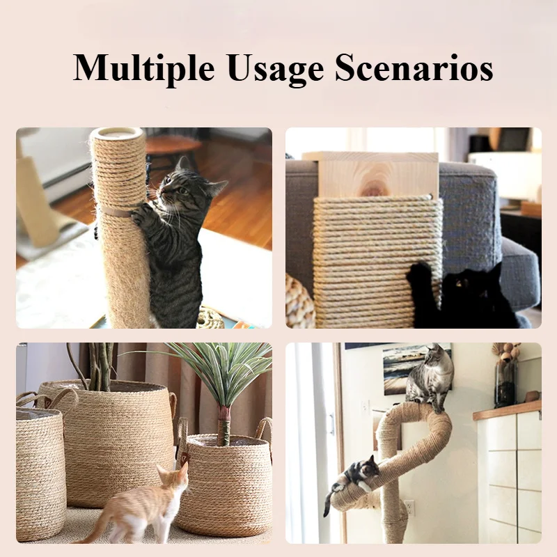 Cat DIY Sisal Rope Cat Climbing Grinding Frame Special Cotton Rope Resistant Grinding Scratching Toy Rope-4/6/8mm 20M/50M cat toy