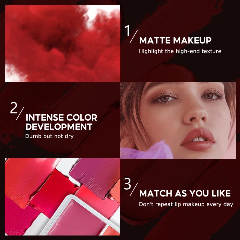 12 Colors Matte Lipstick Palette Lip Gloss Makeup Cosmetics Moisturizing Lip Tools for Women Valentine's Day Gifts Makeup Beauty 6