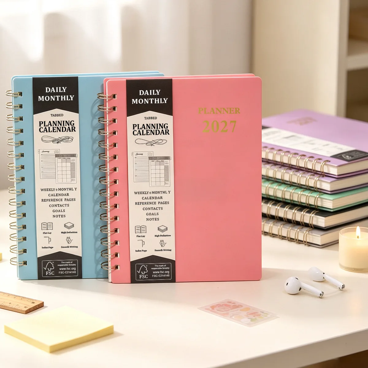 Premium A5 Spiral Planner with Monthly Index Tabs - Weekly & Monthly Organizer Notebook