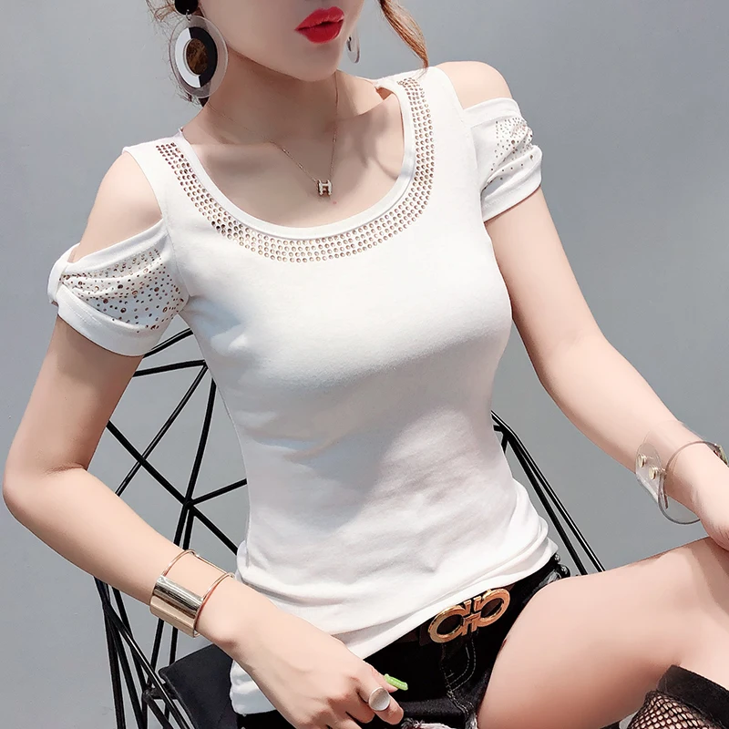 

Ladies Fashion Sexy Hot Fix T Shirts for Women Clothing Female Girls Vintage Gothic Aesthetic Woman Tops Py6230