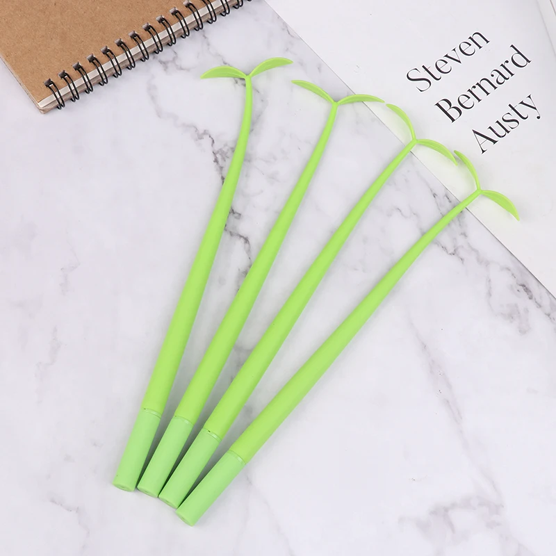 [k]4Pcs 0.5MM 검정 잉크 럭키 리프 러블리 젤 펜 녹색 잎 쓰기 서명 펜 학생용 학교 사무실 필기 용품