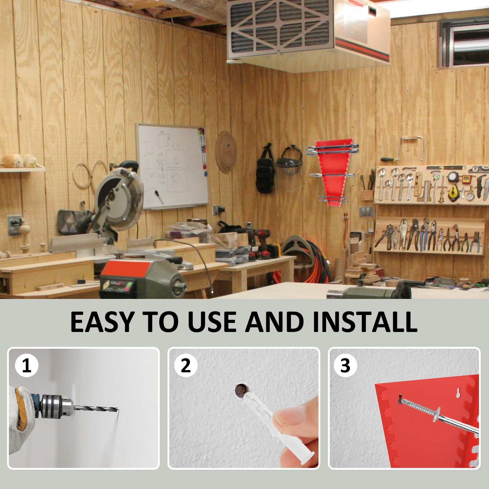 Wrench Storage Rack Wrench Sorter Bracket Tool Storage Box Organizer Wall Mounted 5mm-27mm Metric and Imperial Wrenches wrench organizer wrench holder tool organizer