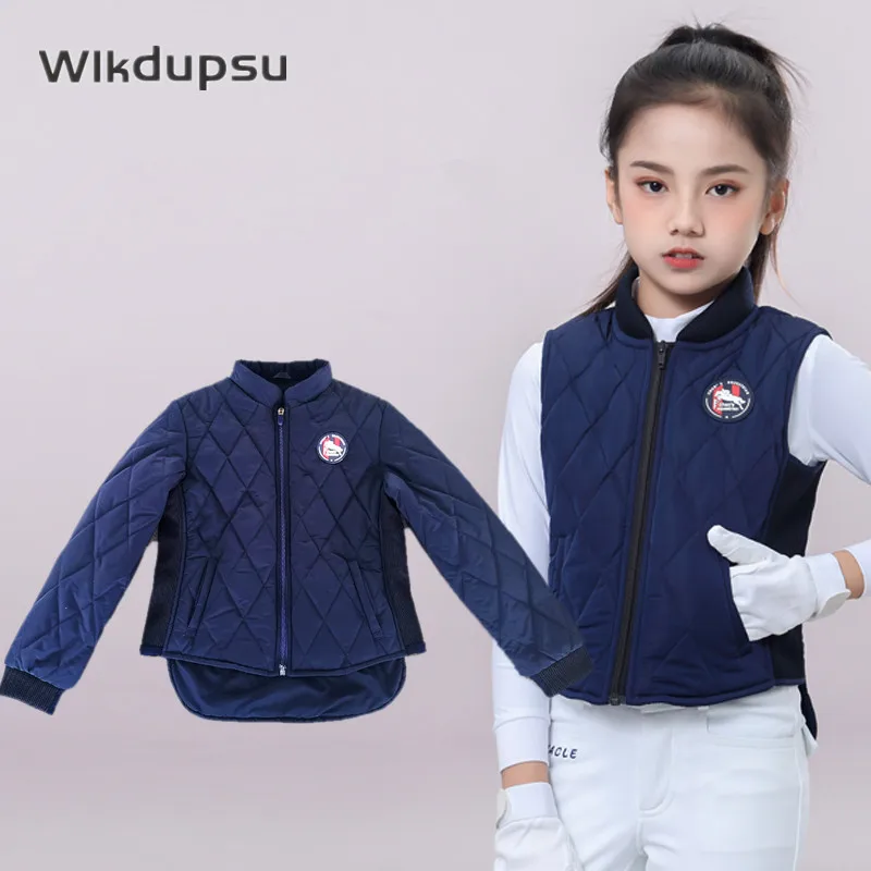 Horse Riding Jacket Sleeveless Vest Coat Top Kids Boys Girls Autumn