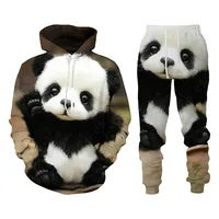 Automne Animal mignon Panda 3D sweat à capuche imprimé costume hommes sweats pantalons de survêtement décontracté mode deux pièces survêtement ensemble homme vêtements 6