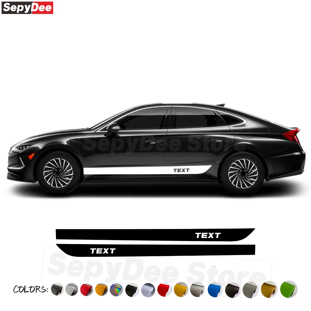 

2Pcs Text Customized Car Body Door Side Stripes Skirt Stickers for Hyundai Sonata Body Decor Vinyl Film Decals Car Accessories