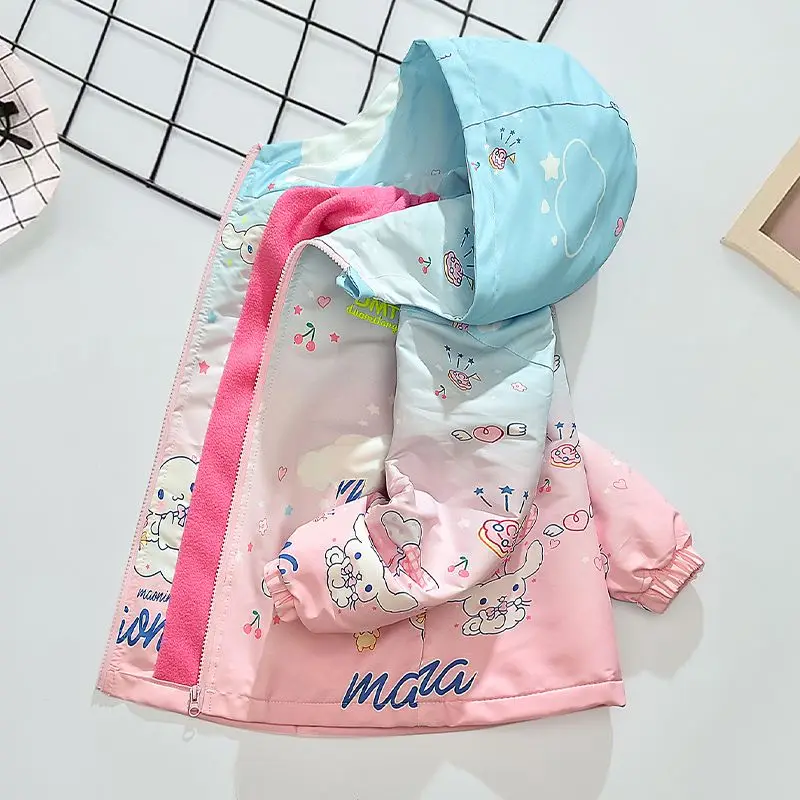 thumbnail image 1 of Sanrio Kawaii Cinnamoroll chaqueta My Melody dibujos animados lindo niños impreso chaqueta polar a prueba de viento Ins Anime todo fósforo abrigo de otoño, 1 of 4