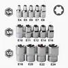 Female E Torx Socket Set with Case, 1/4, 3/8, 1/2 in. Drive E4-E24 External Torque Star Socket Kit, 14Pcs 5
