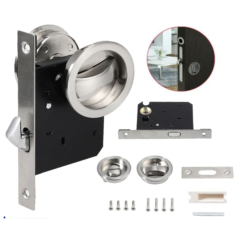 Door Hinge Flush Pull Slide Locks Sliding Bathroom Sliding Pocket Door Bathroom Lock Privacy Set