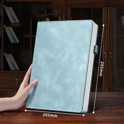 Large A4 Thickened Notebook with Pen Holder for Office and Business Meetings (Blue)