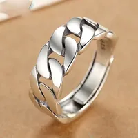 Sam Panda 925 Sterling Silver Rings For Women Men Fine Jewelry Finger Adjustable Open Vintage Chain Ring For Party Birthday Gift - Image 2