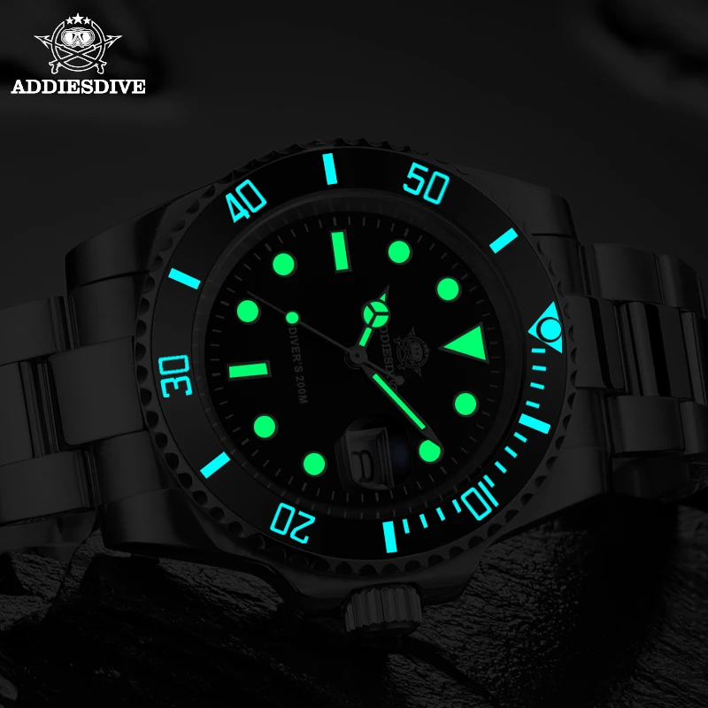 Addiesdive Fashion Men Quartz Watch Stainless Steel 41mm Ceramic Bezel Luminous Diving Watches 200m Waterproof Outdoor Sports, Alina Gadgets