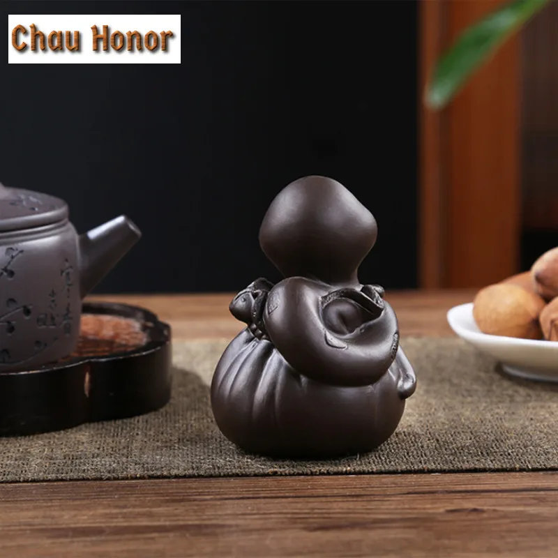 Tea Pets Cute Snake Statue Ornament Home Tea Set Decoration Art Gift Handmade Sculpture Crafts Creative Purple Clay Fingertip