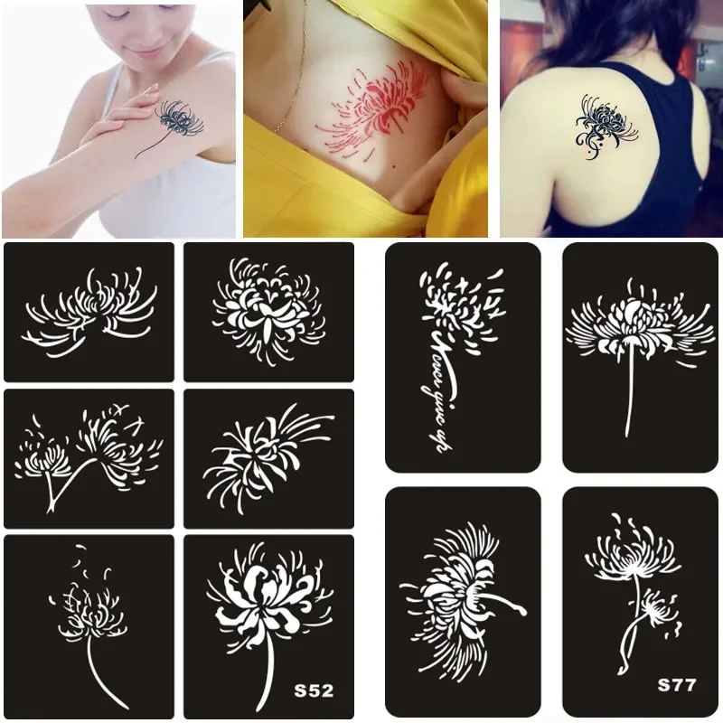 Airbrush Tattoo Stencils Reusable for Women Girls Glitter Tattoos with henna tattoo stencils