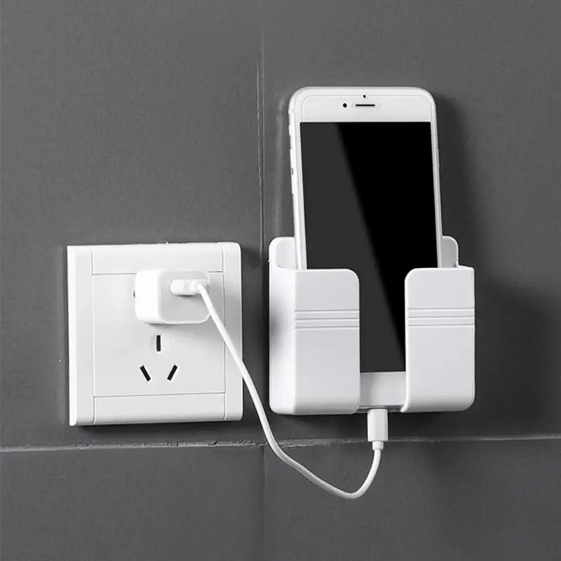 Wall Mounted Storage Box Punch Free Organizer TV Remote Control Mounted Mobile Phone Plug Charging Holder Storage Holders Rack