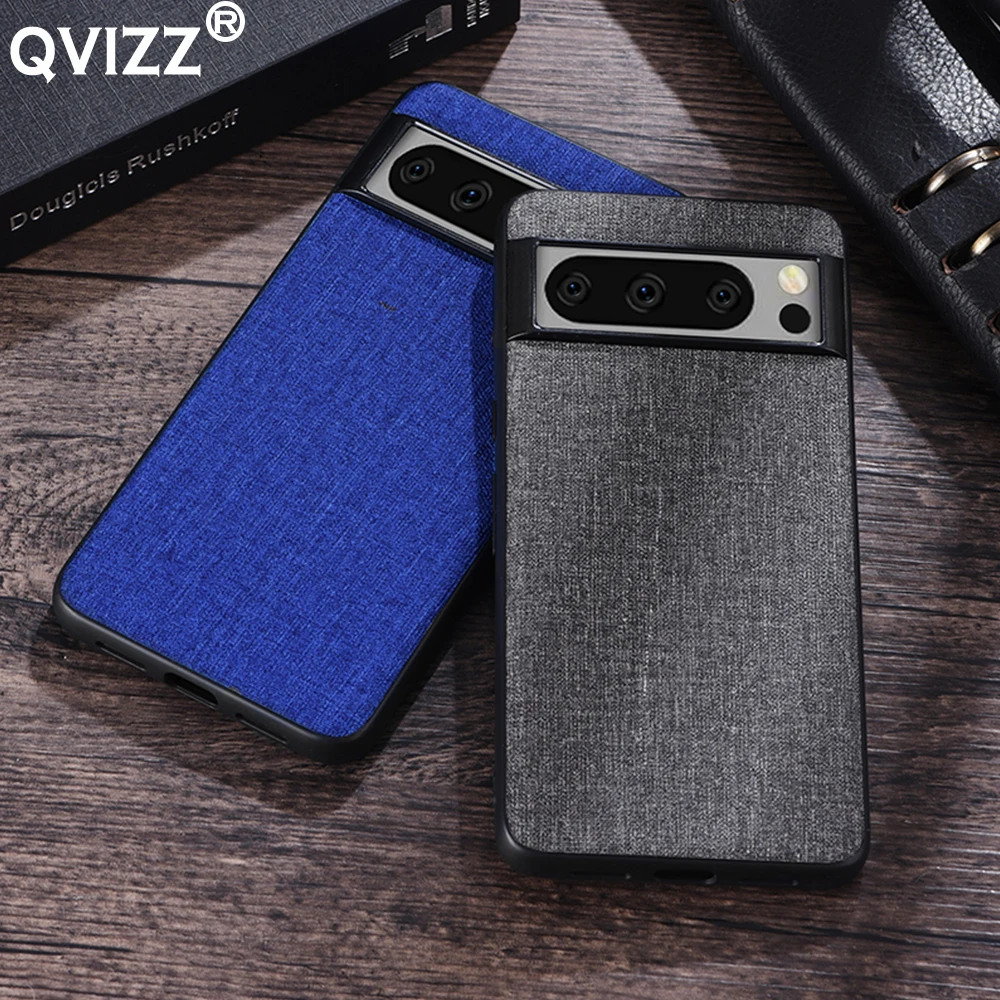 

Luxury Fabric Case for Google Pixel 8 Pro Cloth Canvas Armor Shockproof Soft Silicone Edges Hard Phone Cover for GooglePixel8Pro
