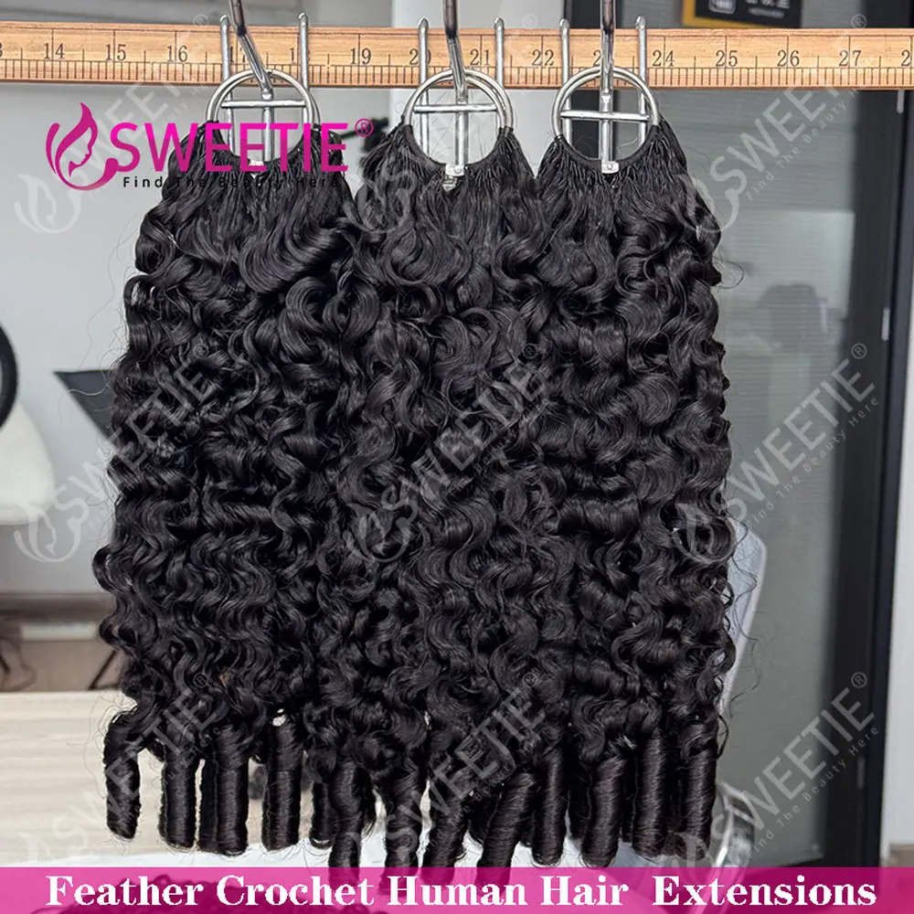 Crochet Human Hair Spanish Spiral Curly 12A Pixie Curly Virgin Human Hair Feather Crochet Hair Extensions For Braiding Invisible 4