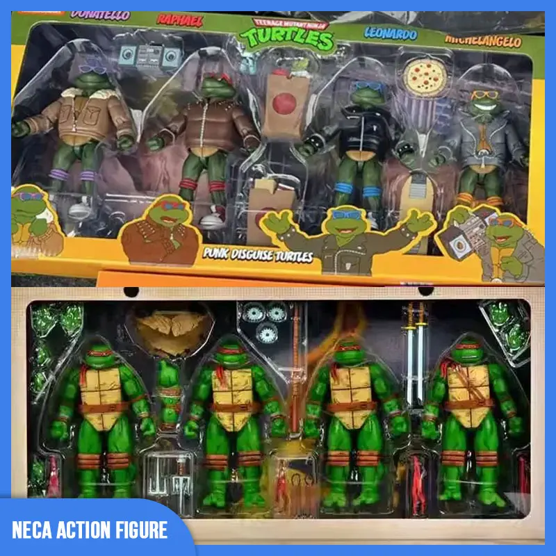 Original Neca Turtles Figure Business Suit Teddy Jones And Foot Soudier Anime Action Figure Statue Model Kid Gifts Toy