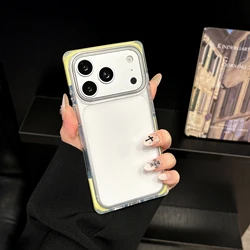 Elegant Clear Acrylic Anti - Yellowing Shockproof Phone Case with Soft TPU Frame - iPhone 15 (Yellow)