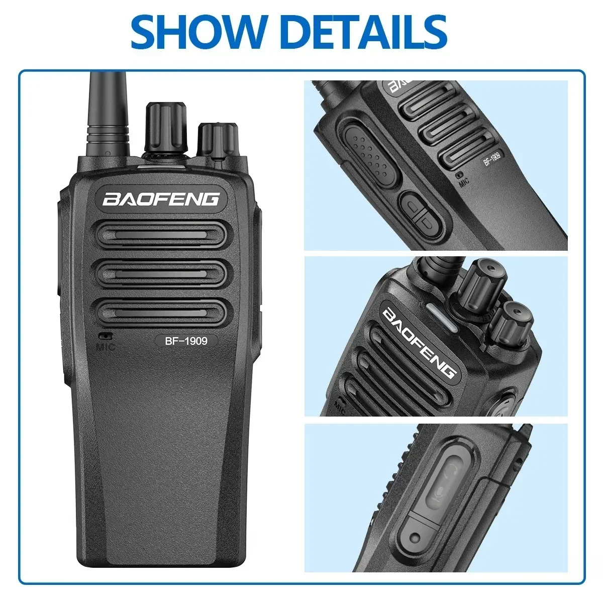 Baofeng Official Store BF-1909 10W High Power Walkie Talkie Long Range Two Way Radio Type C Charging Transmitter Upgrade 5