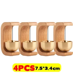 Elegant Wooden Wireless Doorbell with Magnetic Brass Chimes - Home Entrance Decor Pendant (4PCS)