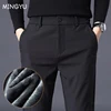Brand Clothing Winter Warm Men's Fleece Pants Thick Business Outdoors Elastic Waist Jogger Korean Classic Flocking Plush Trouser