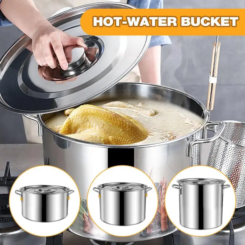 

Stock Pot Stainless Steel Soup Bucket Gas Induction and Open Flame Large Capacity Crock-Pot Sauce Pot For Oil Soup Brine Noodle