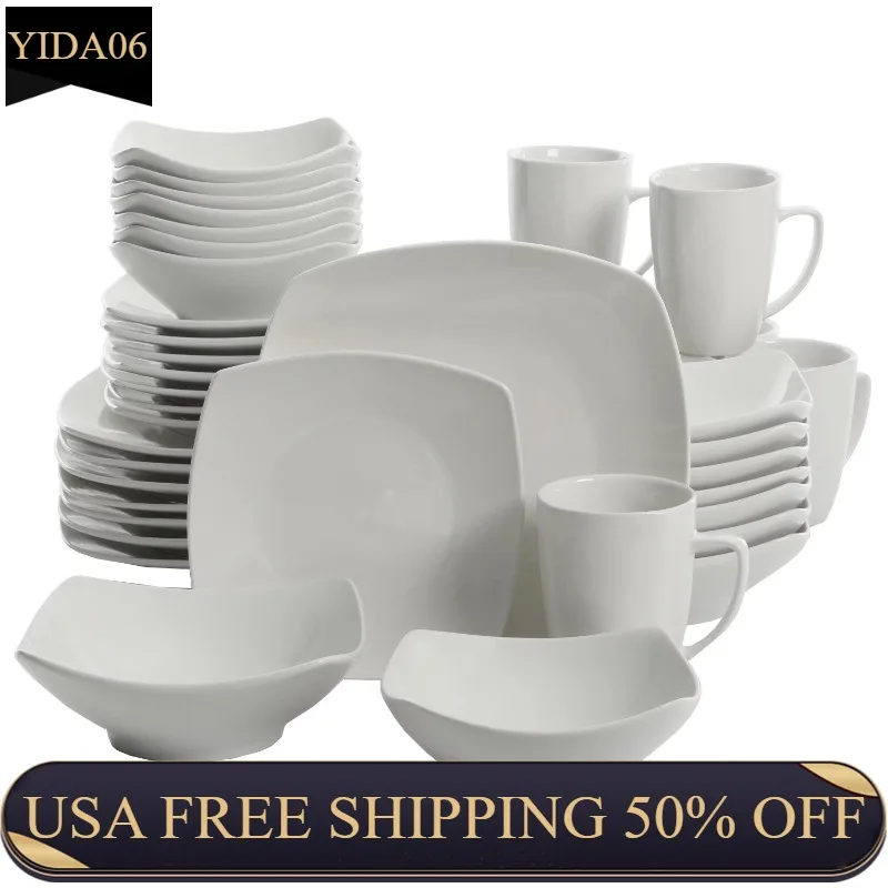 

Gibson Home Everyday Square Expanded 40-Piece Dinnerware Set