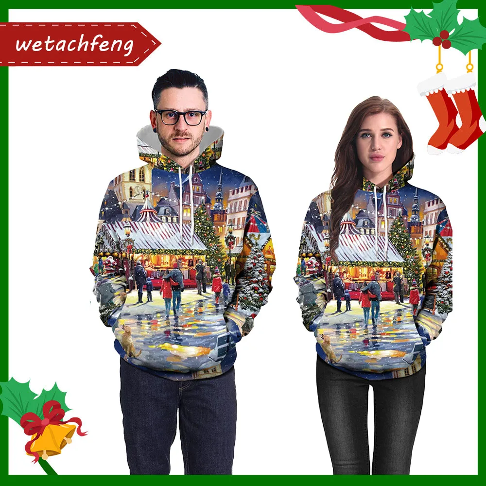 

Merry Christmas New Year Eve 3D Printed Unisex Ugly Christmas Sweater Hooded Sweatshirts Custom Christmas Gift For Lovers Jumper