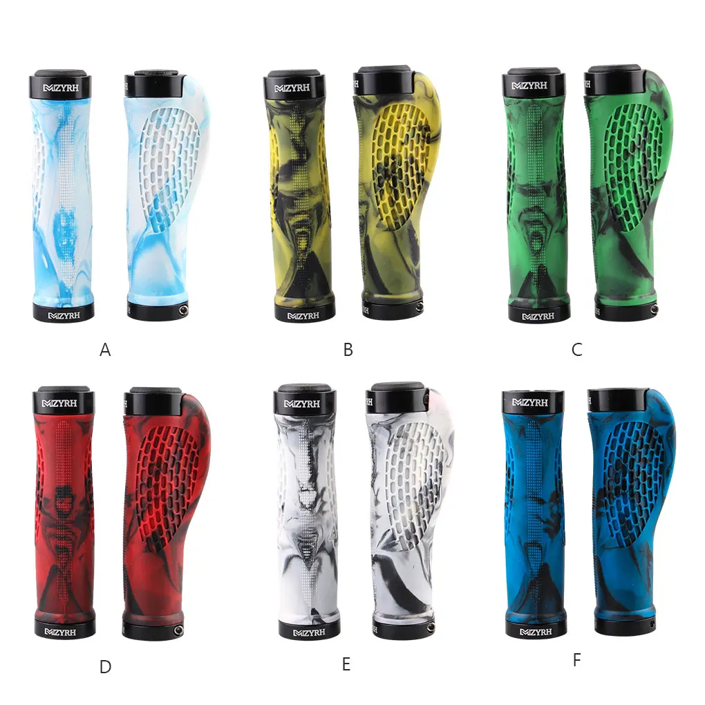 

2X Bike Handlebar Grips Anti-skid Rubber Cover Ergonomics Handles Cuff Lockable Breathable Scooter Bicycles Equipment