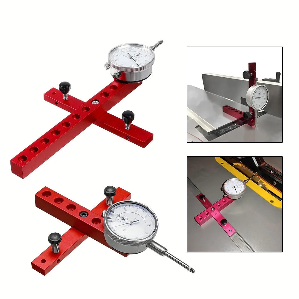 

1pcs Table Saw Dial Indicator Gauge Table Saw Gauge Correction Table Calibrating Aluminum Alloy Red/Silver Gauging Tools