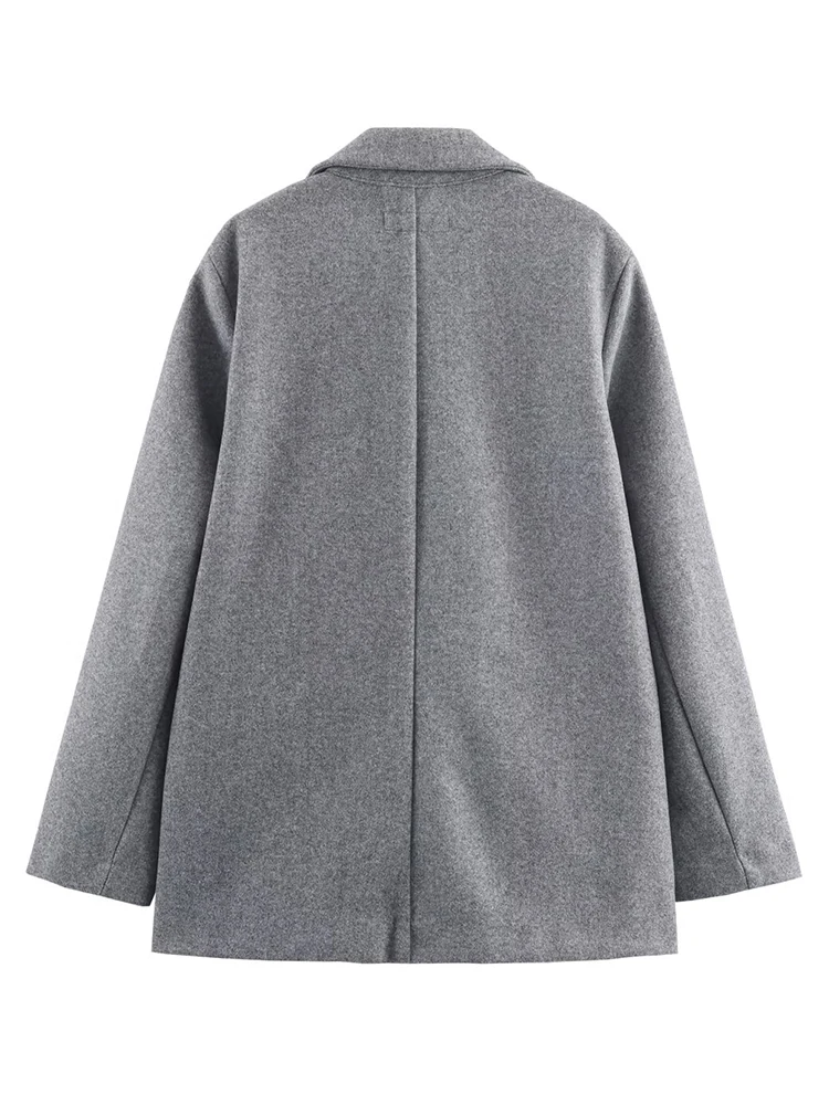 2025 Winter Women's Simple Casual French Blazer Coat Office Ladies Versatile Blended Long Sleeved Single Buckle Jackets Top