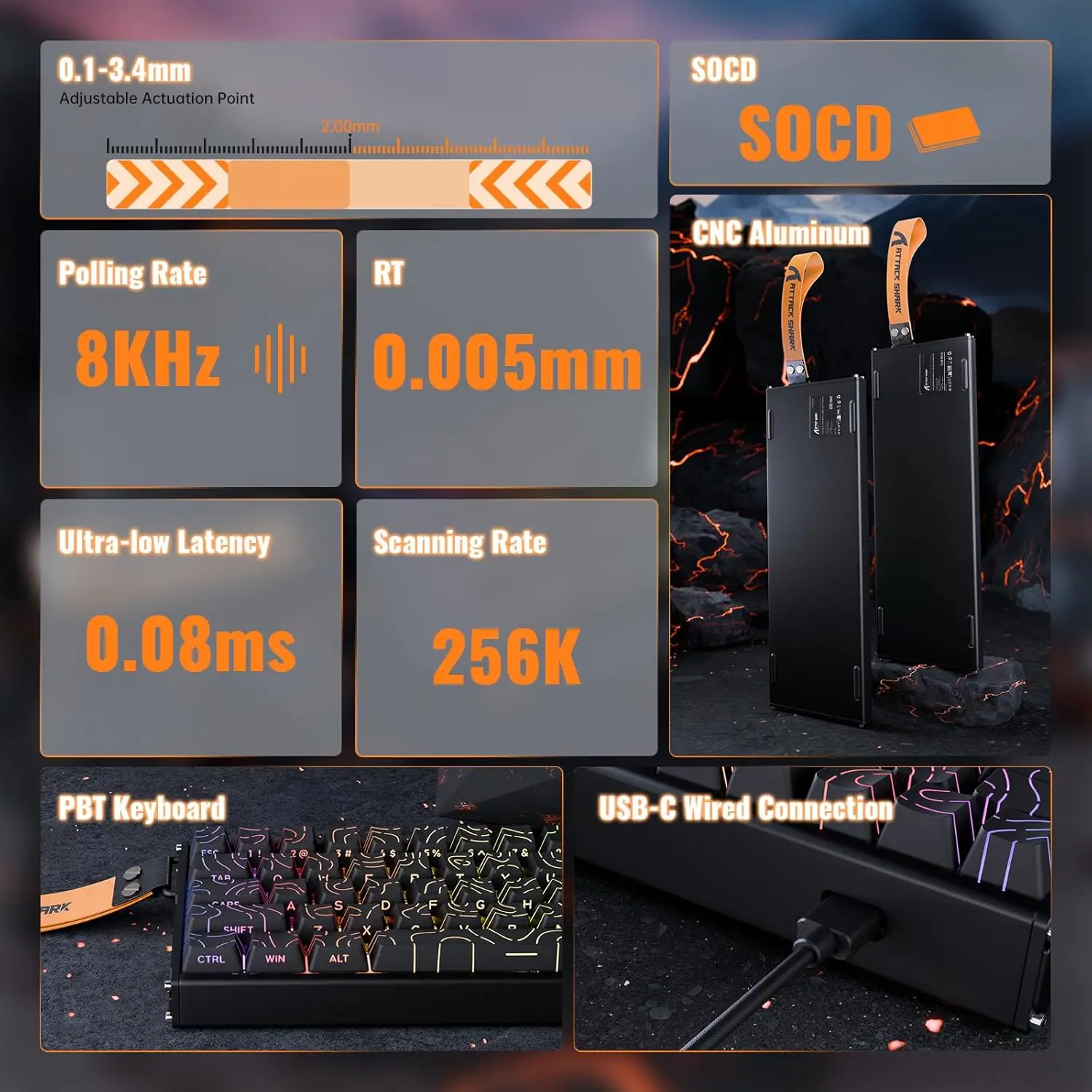 ATTACK SHARK X68MAX HE Rapid Trigger Wired Aluminum Gaming