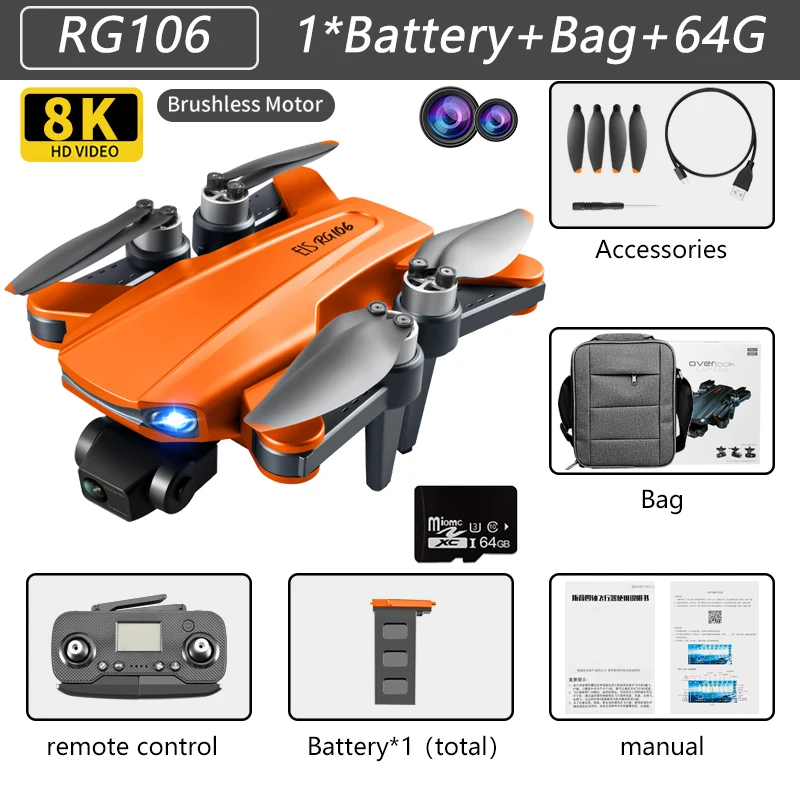 remote control helicopter with camera 2022 New RG106 Drone 8k Dual Camera Profesional GPS Drones With 3 Axis Brushless Rc Helicopter 5G WiFi Fpv Drones Quadcopter Toy rc helicopter big size RC Helicopters