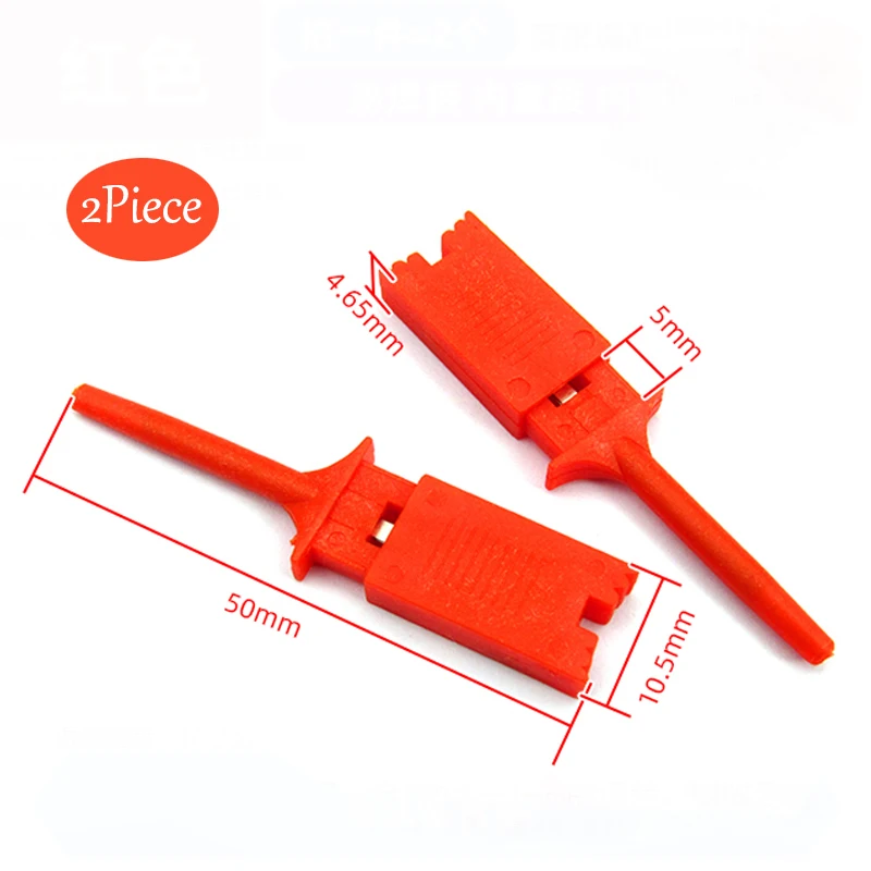 2PCS For Logic Analyzer Testing Hook Clamp Double Testing Clamp Red Black Yellow Green Blue White Flattened Connection