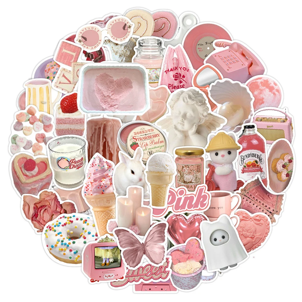 

10/30/70pcs Cute Cartoon Pink Girl Graffiti Stickers Aesthetic DIY Laptop Luggage Phone Guitar Waterproof Sticker Decal Kid Toy
