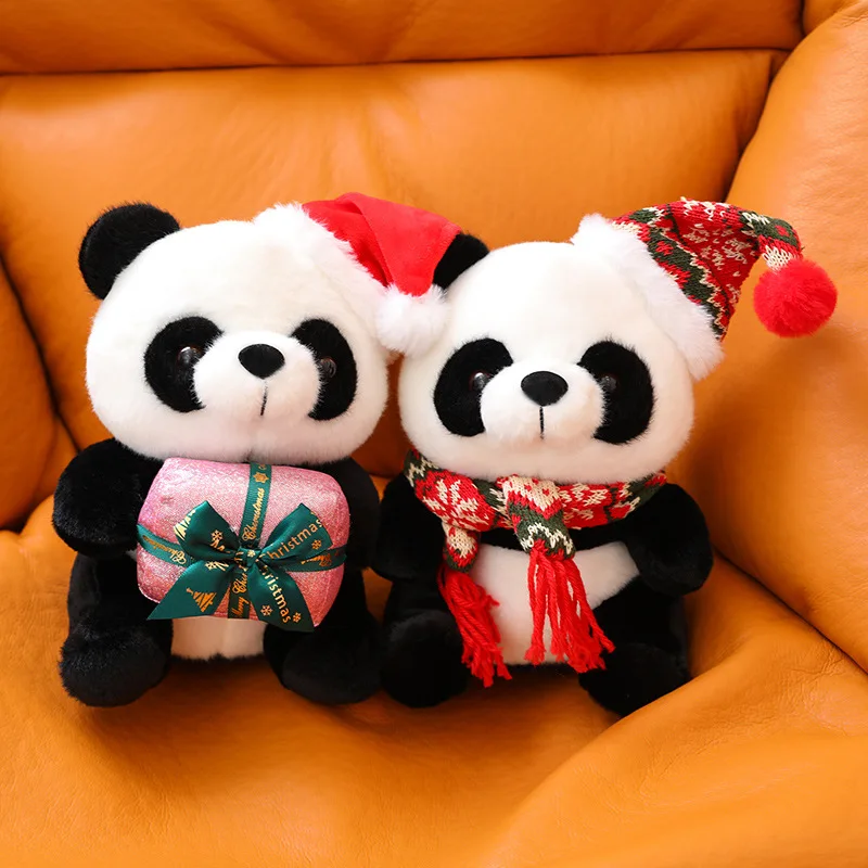 25cm Creative Christmas Panda Plush Toy Xmas Apparel Giant Panda Stuffed Animals Plushies Doll Anime Soft Toys for Girls Gifts
