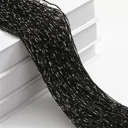 Beaded String Curtain Panels for Doorway or Room Divider - Elegant Fly Screen Net (Black)