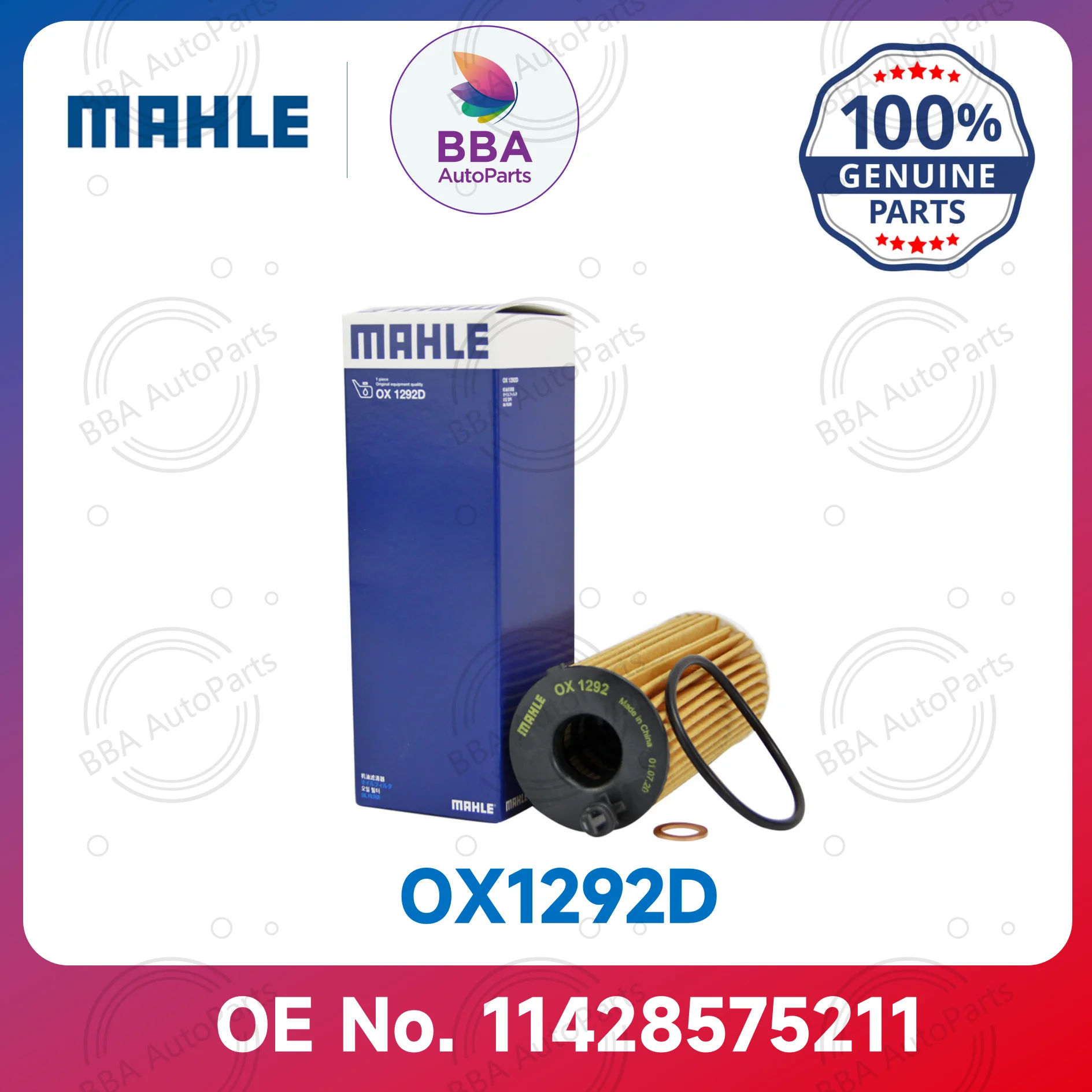 Mahle oil filter OX1292/1D OX813/2D For BMW 118i 120i 125i 218i 220i 225i 318i 320i 325Li 330i with OE 11428575211