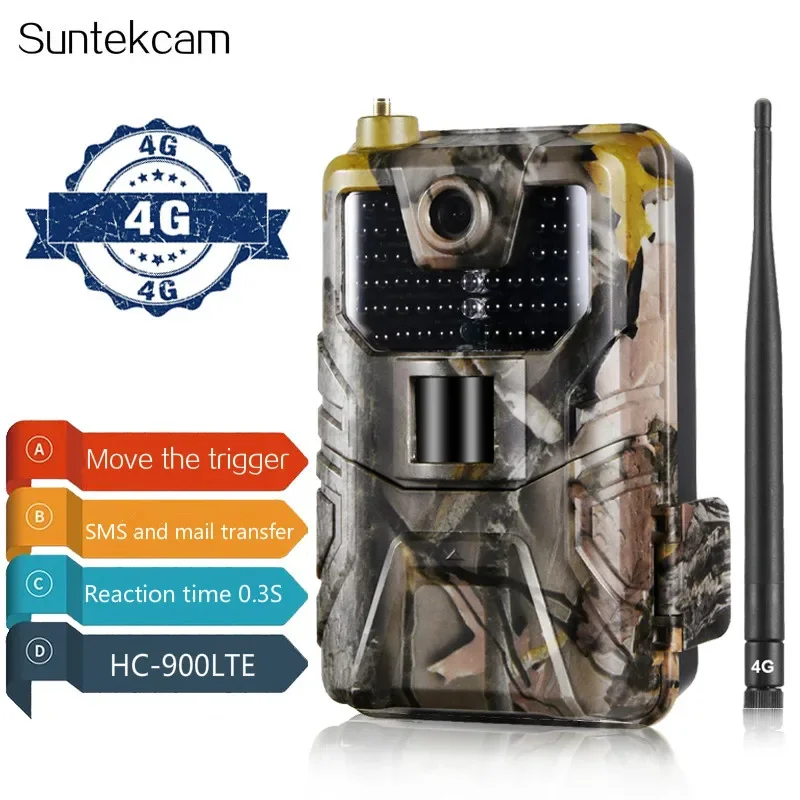 Outdoor 4G Trail Hunting Camera 20MP Trail Camera 940nm Photo Traps 0.3s MMS/SMS/SMTP/FTP Wild 44LED IP65 HC900LTE