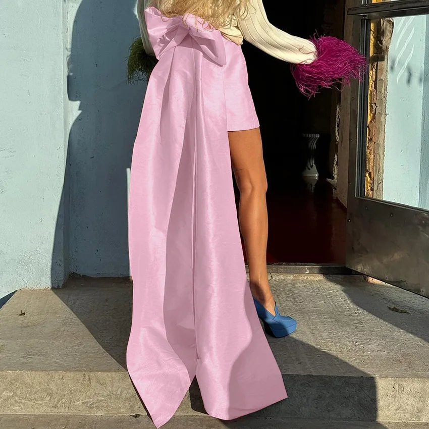 

Весенняя Новая розовая юбка принцессы с большим бантом для французских девушек 2024 модная женская юбка